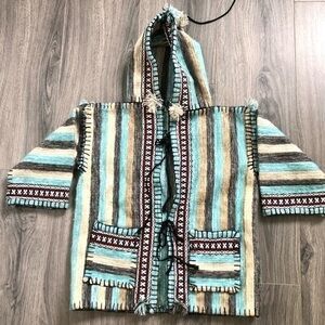 Handwoven wool hoodies jacket